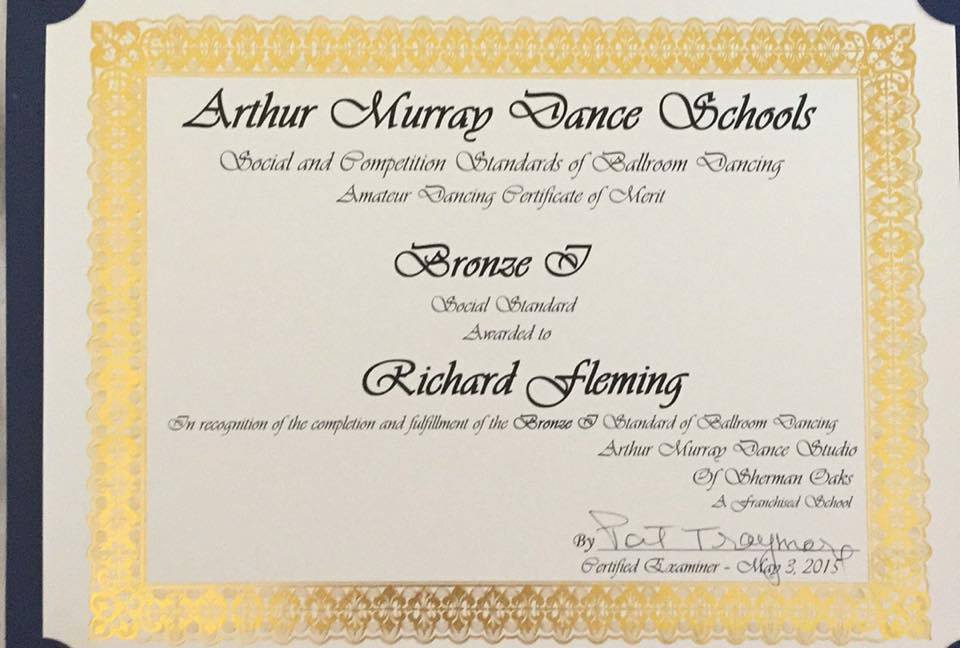 Certification of Dance Training.