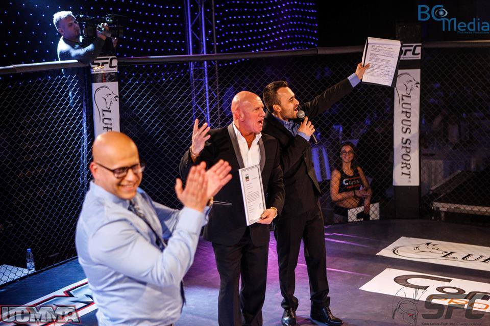 Pavel Vladimirov hosting the UCMMA fight gala in Bulgaria - 2015 with promoter N1 in Europe - Dave O'Donnel