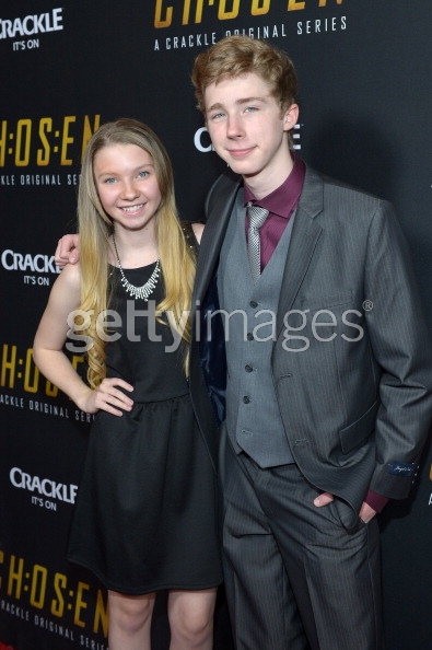 Elise Luthman and Joey Luthman attend the premiere of CH:OS:EN Season 2 at the Grove Dec.3,2013.