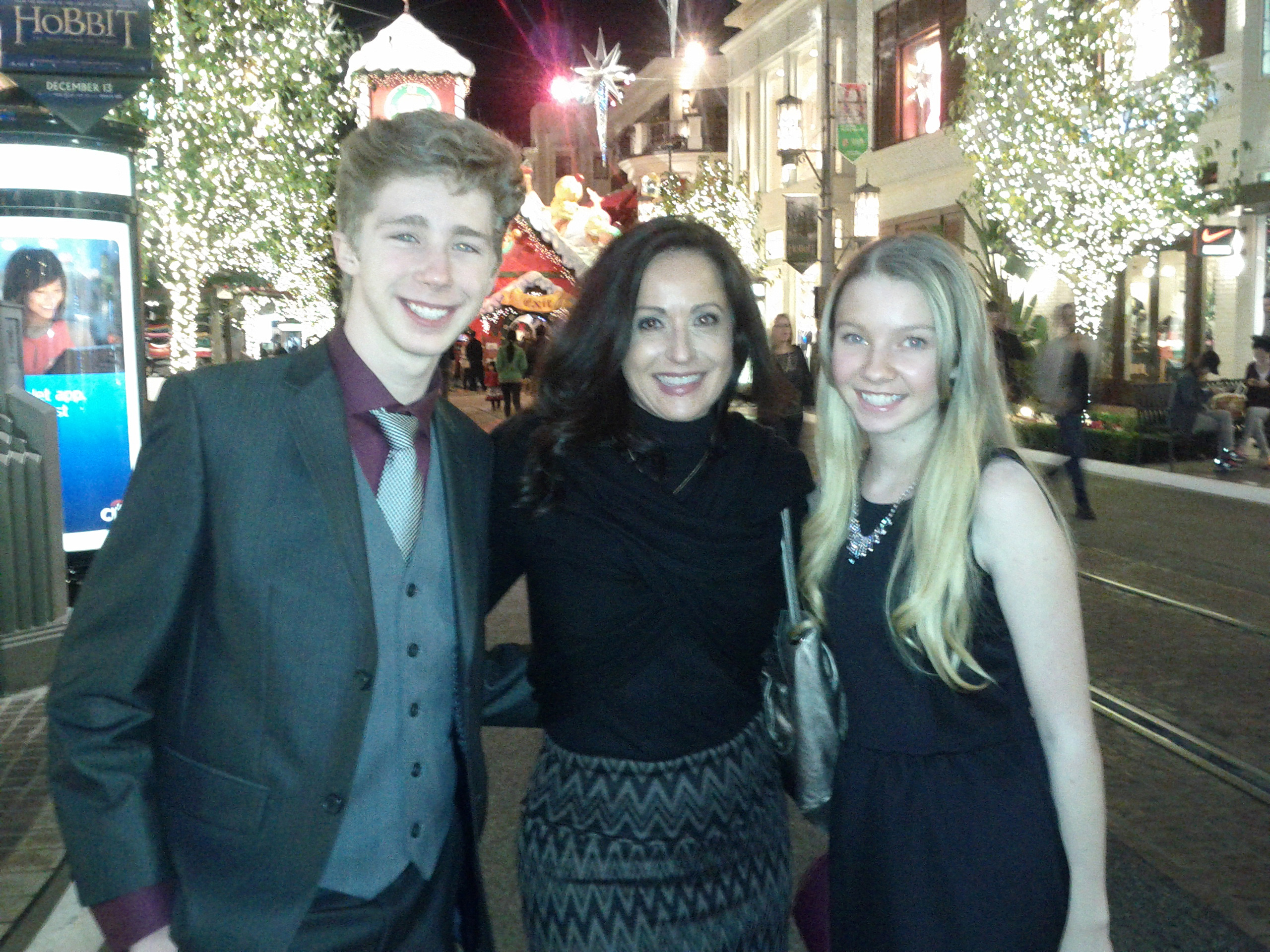 Elise Luthman and Joey Luthman with their manager, Linda Henrie of Go Talent Management at the premiere of CH:OS:EN Season 2, Dec.3, 2013