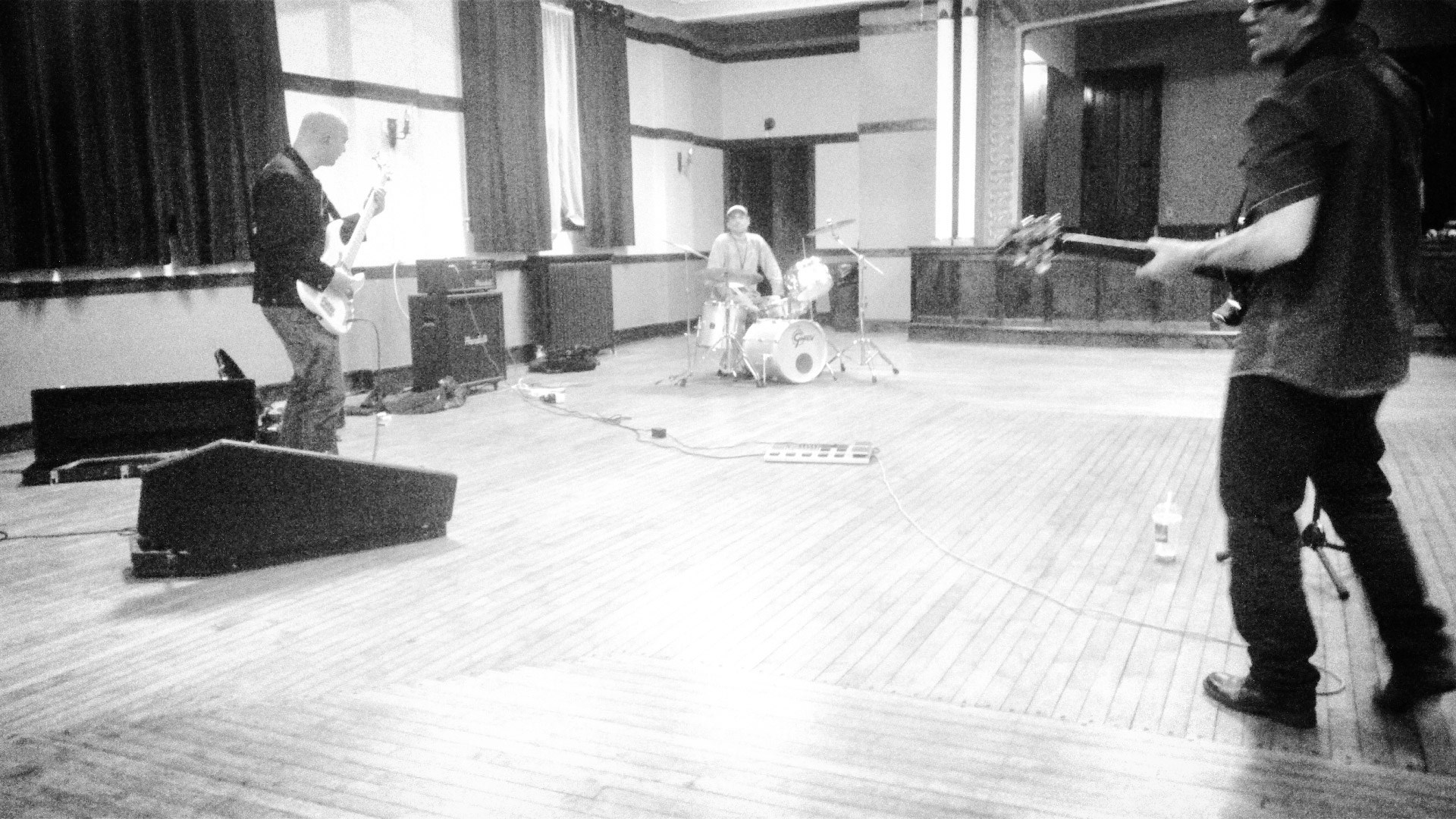 The Indie Rock band (founding line-up), The Three-Five-Sevens, rehearse at a Masonic Temple