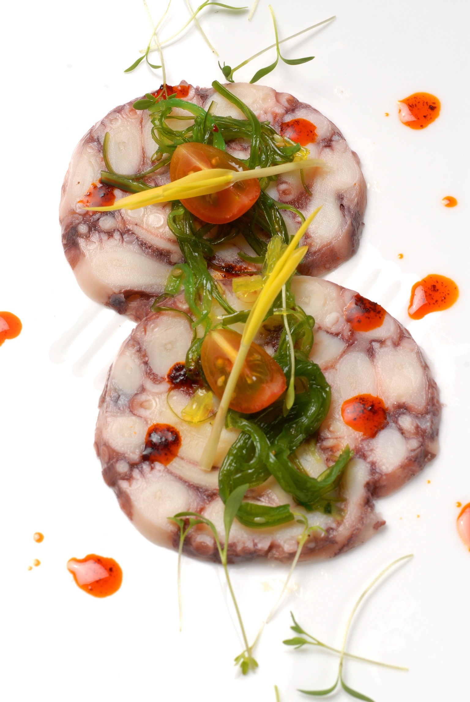 Octopus Carpachio with Seeweed
