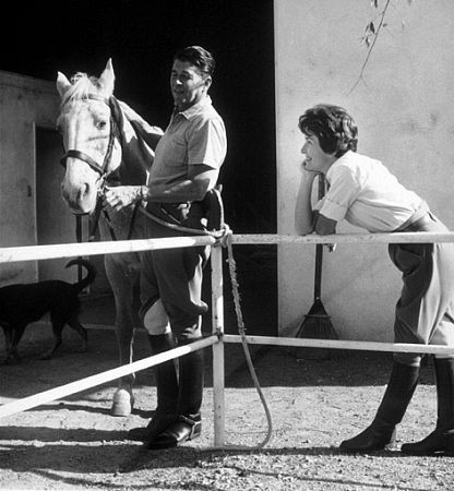 Ronald Reagan and wife Nancy on their ranch, 1966