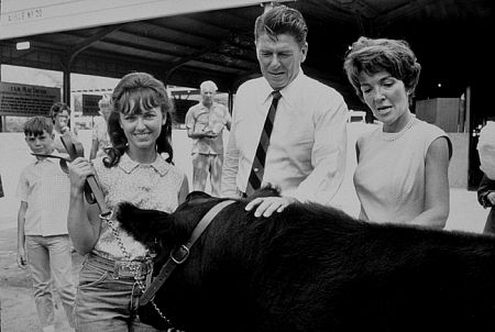 Ronald Reagan with wife Nancy campaigning at a county fair C. 1964-65