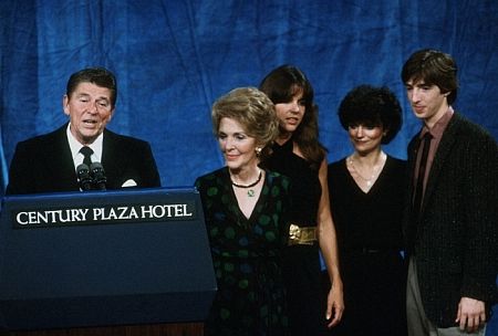 Ronald Reagan with Nancy, Patti and Ron Reagan Jr. at the Century Plaza Hotel C. 1980