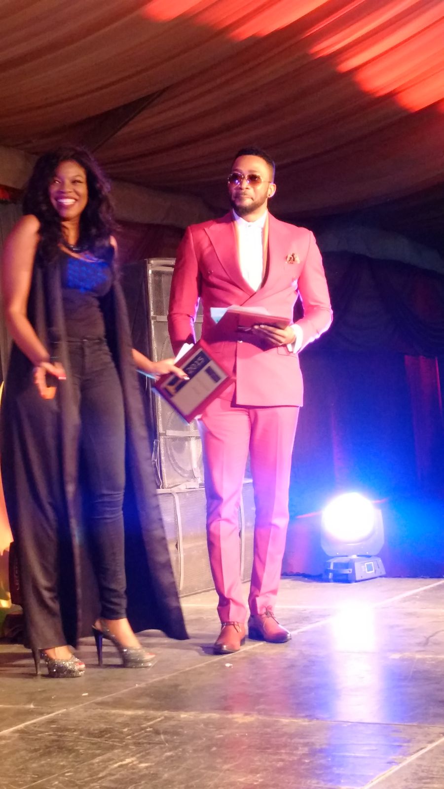 Frederick Leonard Presenting with Kemi Adetiba at The City People Entertainment Awards 2015.