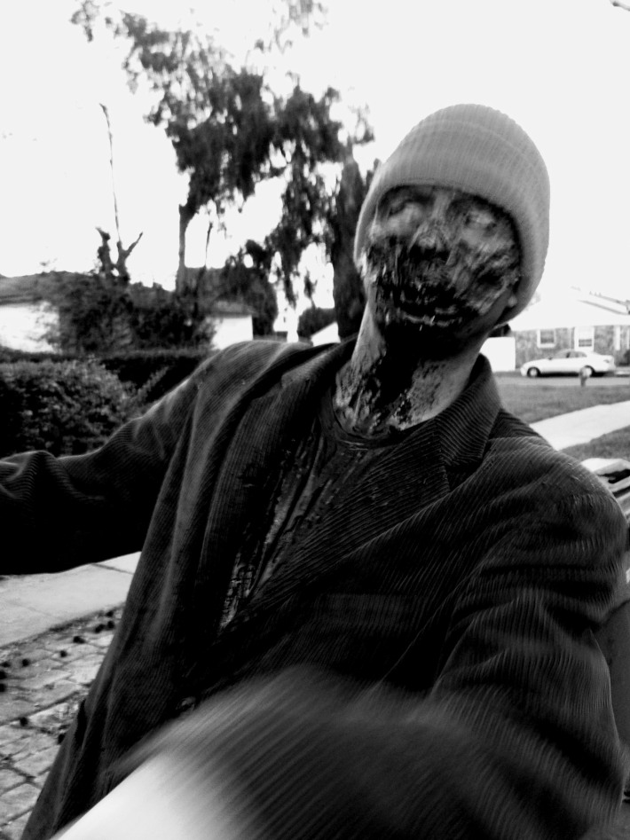 Alan Maxson on set of Homeless Zombie Attacks!