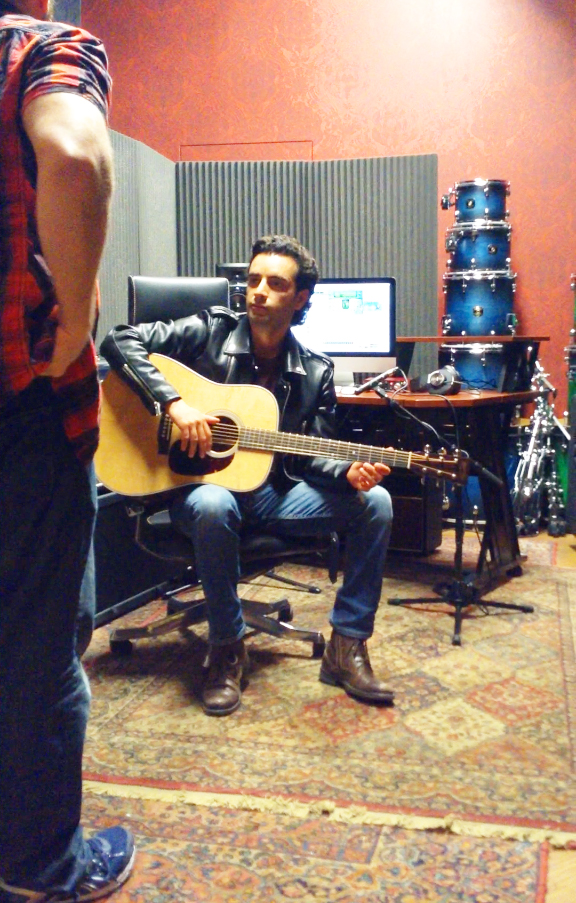 Behind the scenes Arsi Nami modeling for Guitar Center Commercial Print