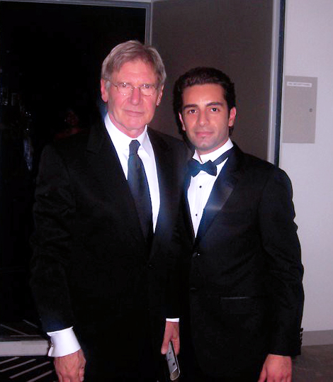 Harrison Ford & Arsi Nami after Arsi Nami's live singing performance at Valley Performing Arts Center