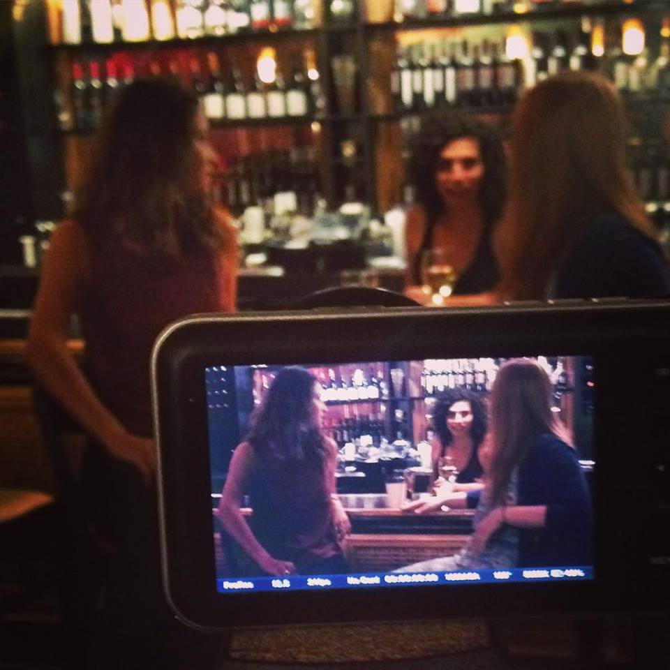 On set for 'A Guy/Girl Walks into a Bar' in post-pro.