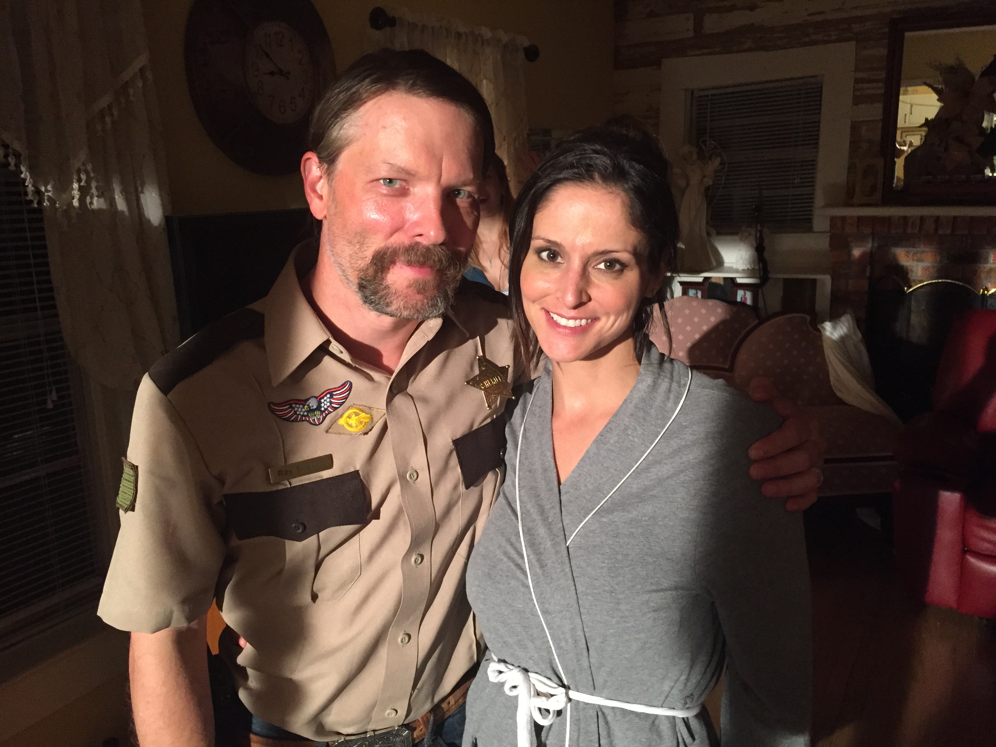 Candice Barley and Miles Doleac on the set of The Hollow