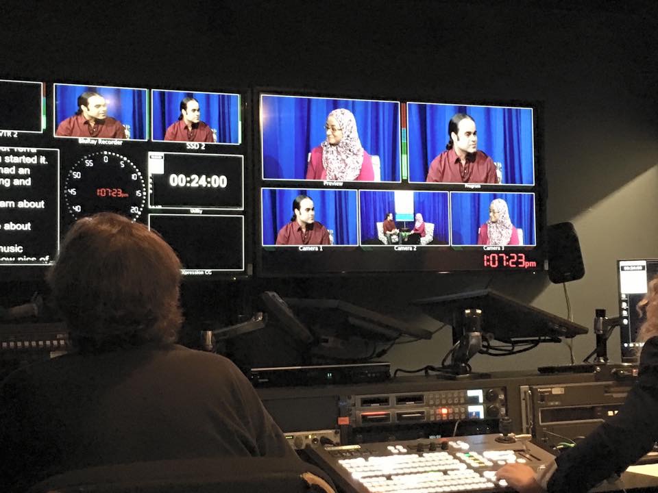 View from the control room: Romella Janene El Kharzazi with guest Mike Ricucci on the set of Culture NOW.