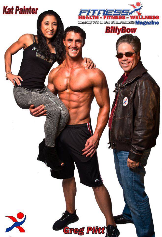 Greg Plitt, BillyBow & Katherine Aguirre on the FitnessX Magazine set in September 2014.