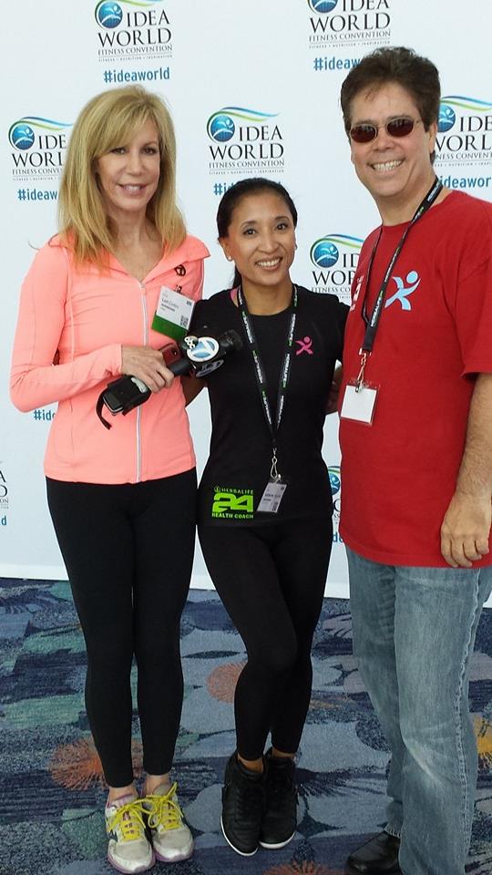 Before the Opening Ceremonies with KABC Channel 7's Lori Corbin for the IDEA World Fitness Convention with FitnessX Magazine publishers, BillyBow & Katherine Aguirre.