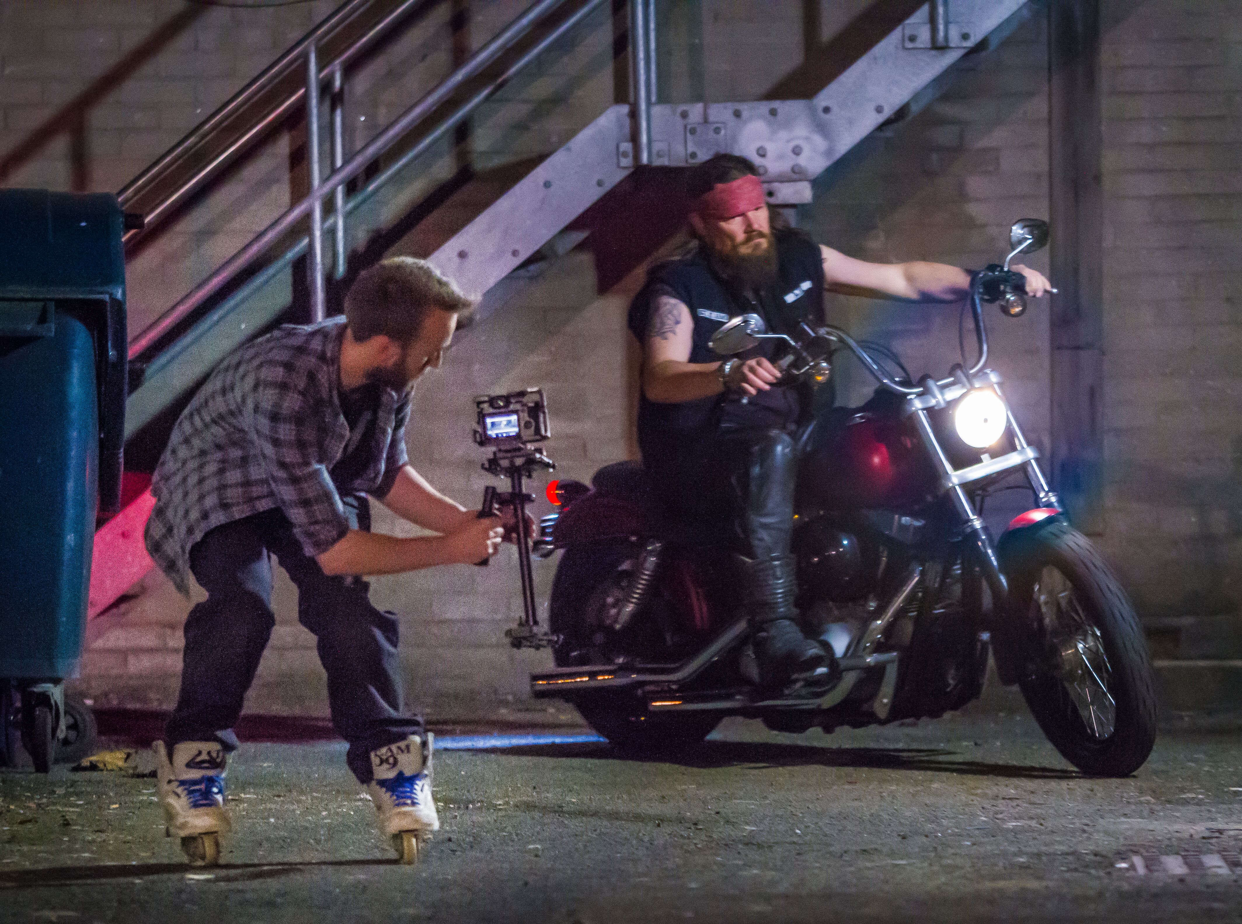 Playing the role of Ajax (An American Outlaw Biker) Riding On the set of 