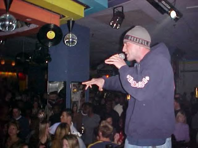 Rob Hawk rapping on stage in Princeton NJ