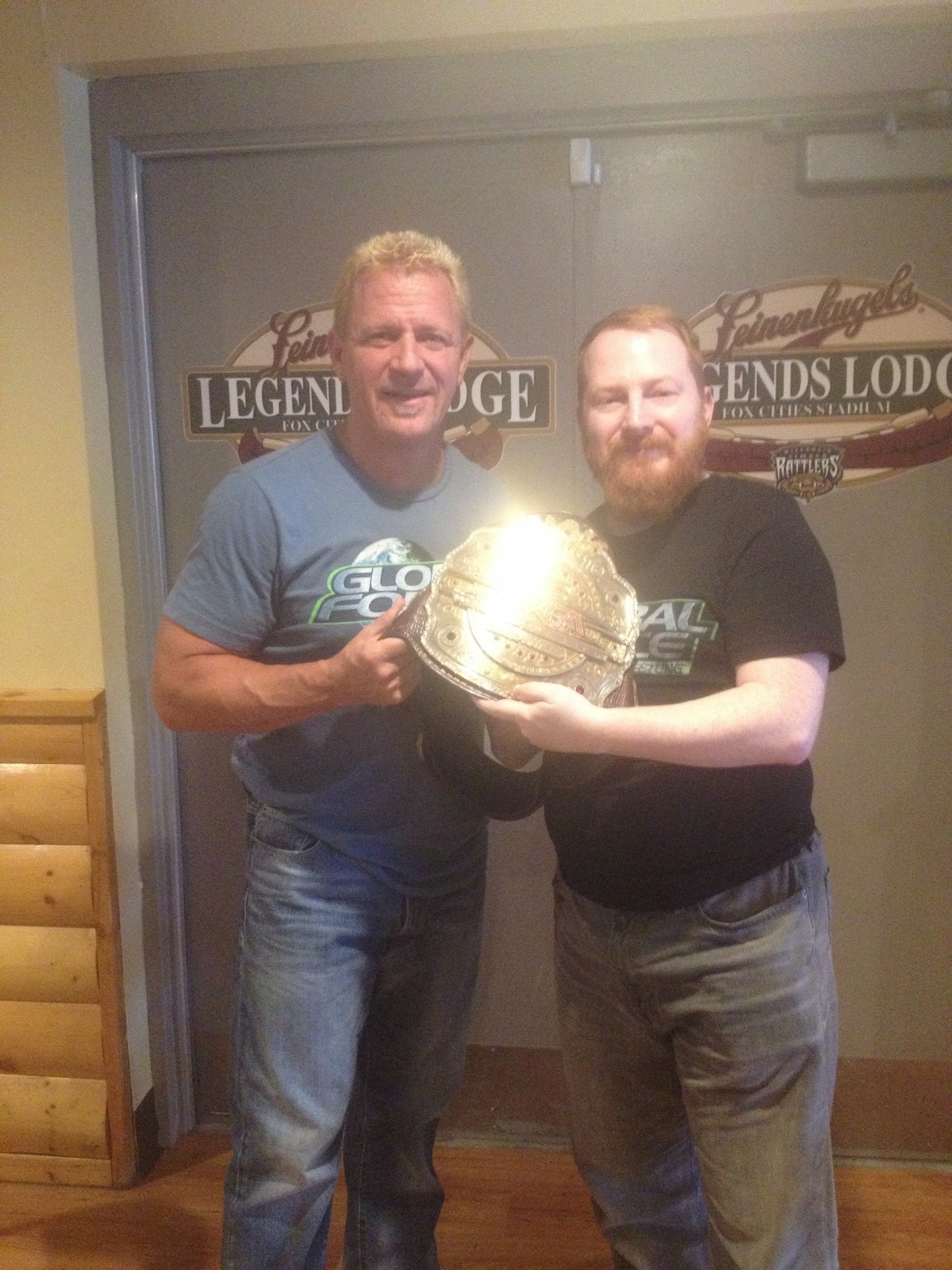 Patric J. Arnold with his idol Jeff Jarrett (Founder of GFW and TNA) with the KOTM belt.