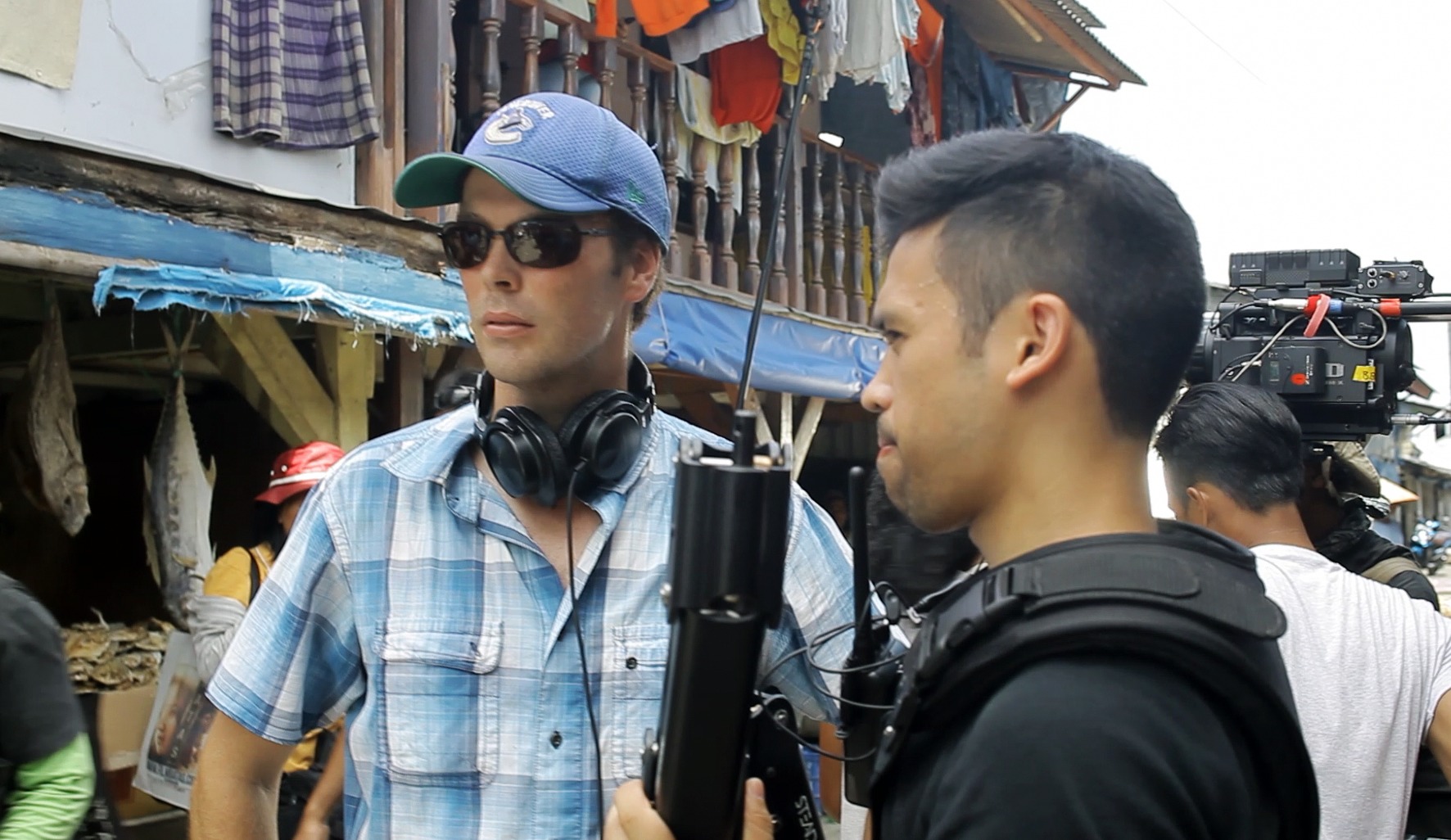 Corey Pearson Directing on set in Jakarta, Message Man shoot