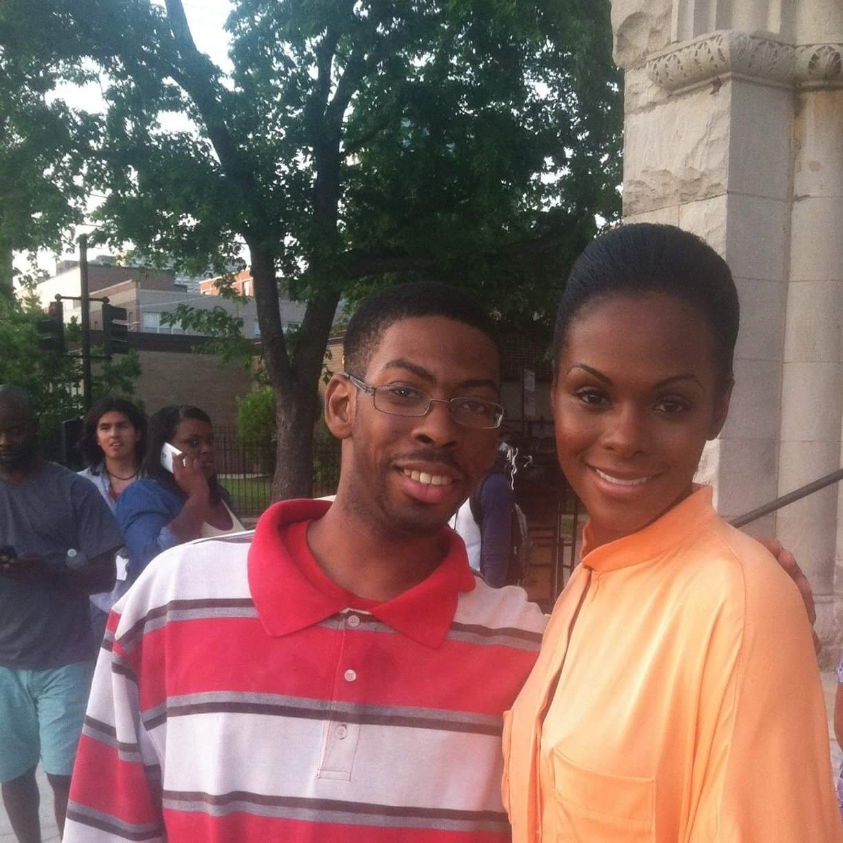 Tony with Actress Tika Sumpter on the set of 