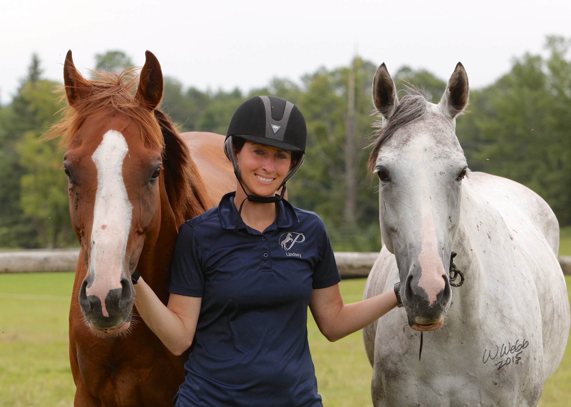 Lindsey and her two horses from the 2015 Thoroughbred Makeover competition