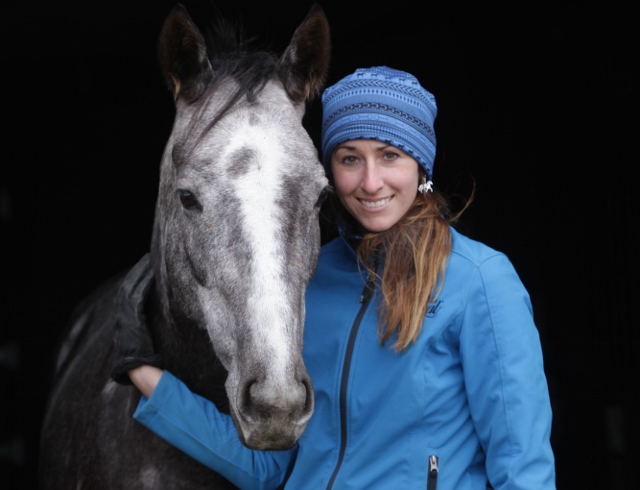 Lindsey and one of her Thoroughbred horses 'Mystique' during a photo shoot of her Thoroughbreds as part of the Makeover competition.