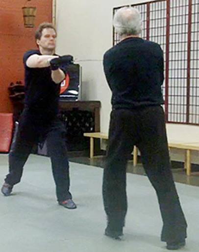 Mark Hildebrandt sword training with one of the most respected Stage Fighting trainers Robert Goodwin. Robert Goodwin trains actors with his combat expertise for roles in major films. He trained Christian Bale for Batman.