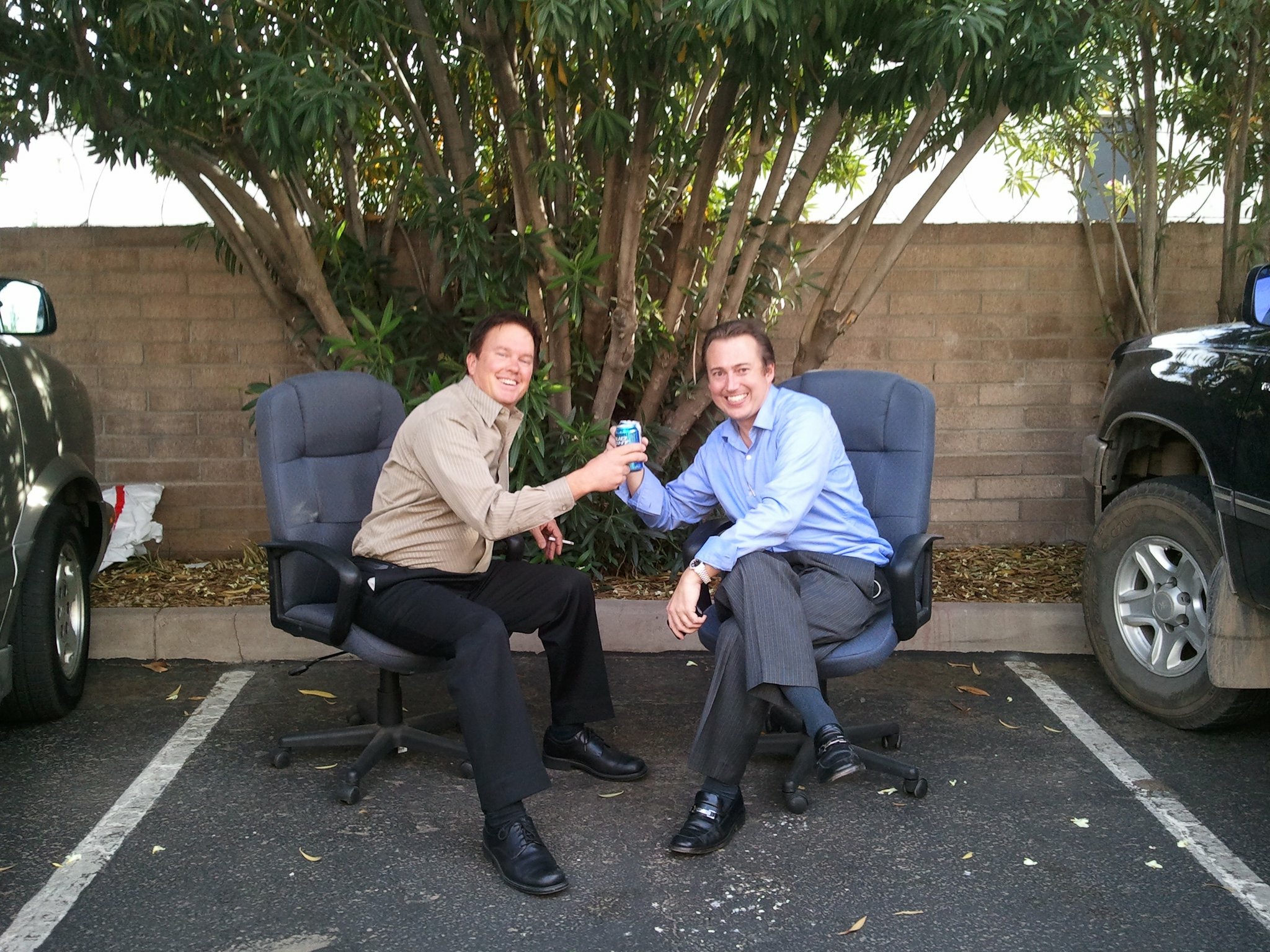 This is how nxVenture Capital's CEO Troy Jensen closes deals - in the parking lot over a beer! Jensen, pictured on the right, had just closed a major solar project financing deal with a Scottsdale, AZ based solar installation company...