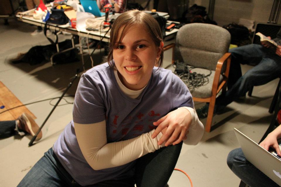 Kate taking a short break during filming of episode 88 of MSU's The ShoW.