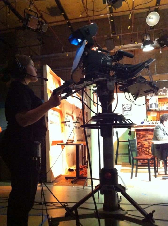 Kate operating camera at the taping of the annual live episode of MSU's The ShoW, April 2013.