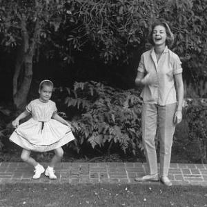 Lauren Bacall with Daughter Leslie Bogart at home in Beverly Hills CA. 1958