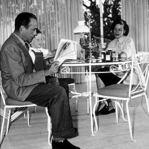Humphrey Bogart Lauren Bacall and their son Stephen at home in Los Angeles CA 1952