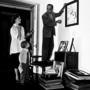Humphrey Bogart, Lauren Bacall, and their son, Stephen, at home in Los Angeles, CA, 1952.