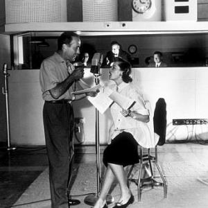 Humphrey Bogart and Lauren Bacall at a radio station 1952