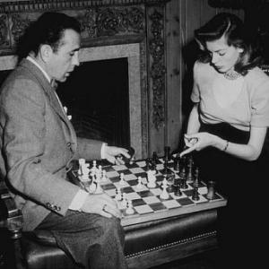 Humphrey Bogart and Lauren Bacall at their Benedict Canyon home, CA, circa 1949.