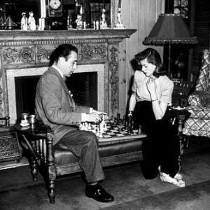 Humphrey Bogart and Lauren Bacall at their Benedict Canyon home CA circa 1949