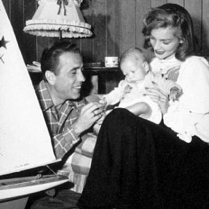 Humphrey Bogart Lauren Bacall and their son Stephen at home 1949