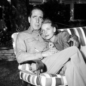 Humphrey Bogart and Lauren Bacall at their Benedict Canyon home, CA, circa 1945.