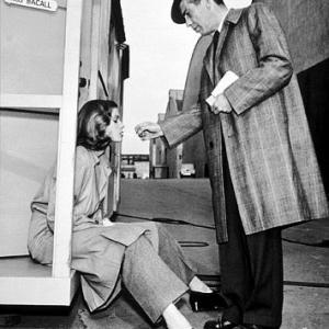 Humphrey Bogart visiting Lauren Bacall on the set of 