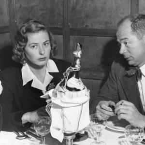 Ingrid Bergman and director Billy Wilder at a restaurant in Rome