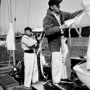 Humphrey Bogart and a friend on his yacht, 