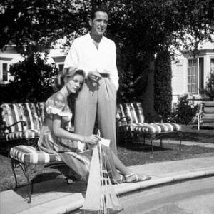 Humphrey Bogart and Lauren Bacall at their Benedict Canyon home CA 1948