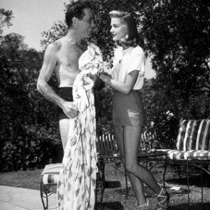 Humphrey Bogart and Lauren Bacall at their Benedict Canyon home CA 1947