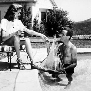 Humphrey Bogart and Lauren Bacall at their Benedict Canyon home, CA, 1947.