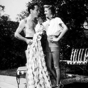 Humphrey Bogart and Lauren Bacall at their Benedict Canyon home CA 1947