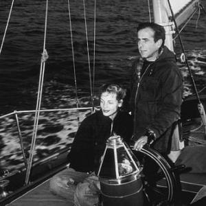 Humphrey Bogart and Lauren Bacall on their yacht, 
