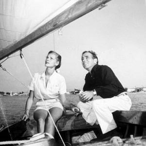 Humphrey Bogart and Lauren Bacall on their honeymoon in Newport CA 1945
