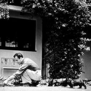 At home with his dogs circa 1944