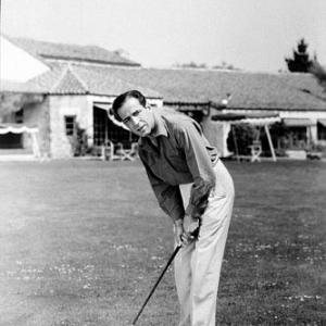 Playing golf at a Beverly Hills country club, circa 1942.