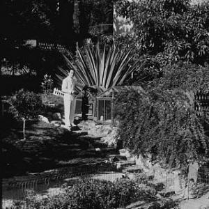 In his backyard, 1940.