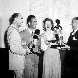 Humphrey Bogart Greer Garson and Jack Warner at NBC Radio circa 1940